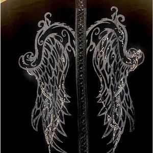 Harley Davidson button up blouse winged back